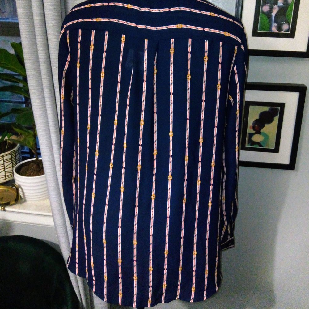 Natuical Striped Collared Blouse by Charter Club Sz Large NWT - Picture 11 of 15